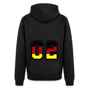 2 Zahl symbol Germany - Unisex Premium Bio Zip Hoodie - Schwarz - Hinten - Nico (187cm)