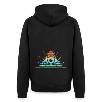 Masonic Freemasonry Fraternal - Unisex Premium Bio Zip Hoodie - Schwarz - Hinten - Nico (187cm)