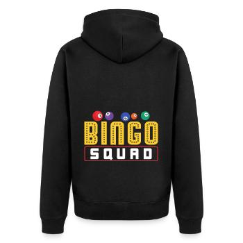 Bingo Buddies Funny Lucky Gambling - Unisex Premium Bio Zip Hoodie - Schwarz - Hinten - Nico (187cm)