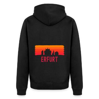 Erfurt Thüringen Skyline - Unisex Premium Bio Zip Hoodie - Schwarz - Hinten - Nico (187cm)