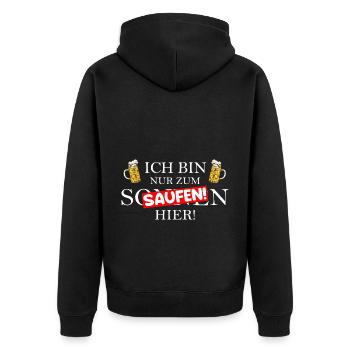 Nur zum Saufen Hier Mallorca Bier JGA Party - Unisex Premium Bio Zip Hoodie - Schwarz - Hinten - Nico (187cm)