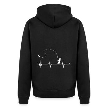 Angeln Angler Angelrute - Unisex Premium Bio Zip Hoodie - Schwarz - Hinten - Nico (187cm)
