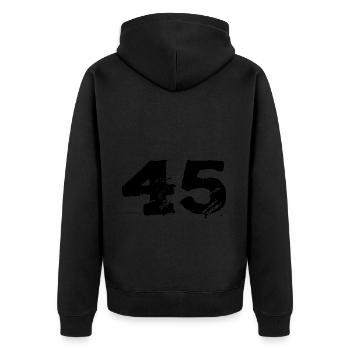 Maillot 45 Numéro - Veste à capuche bio Premium Unisexe - noir - Dos - Nico (187cm)