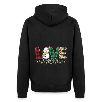 Weihnachten Weihnachtsmann Geschenke - Unisex Premium Bio Zip Hoodie - Schwarz - Hinten - Nico (187cm)