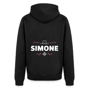 Simone - Unisex Premium Bio Zip Hoodie - Schwarz - Hinten - Nico (187cm)