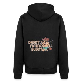 Daddys Fishing Buddy Angeln Karpfen - Unisex Premium Bio Zip Hoodie - Schwarz - Hinten - Nico (187cm)