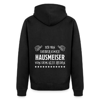 Hausmeister Lustiger Spruch Hausmeister Geschenk - Unisex Premium Bio Zip Hoodie - Schwarz - Hinten - Nico (187cm)