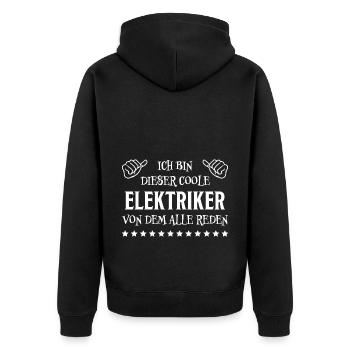 Elektriker Lustiger Spruch Elektriker Geschenk - Unisex Premium Bio Zip Hoodie - Schwarz - Hinten - Nico (187cm)