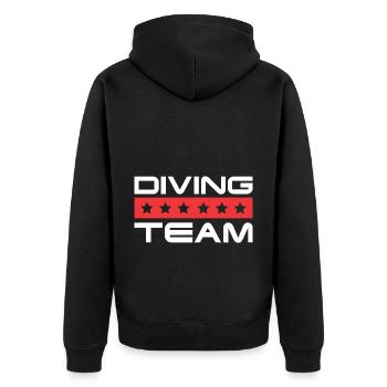 Diving Crew - Unisex Premium Organic Zip Hoodie - black - Back - Nico (187cm)