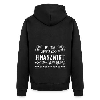 Finanzwirt Lustiger Spruch Job Finanzwirt Geschenk - Unisex Premium Bio Zip Hoodie - Schwarz - Hinten - Nico (187cm)