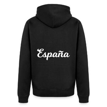 Spanien - Unisex Premium Bio Zip Hoodie - Schwarz - Hinten - Nico (187cm)