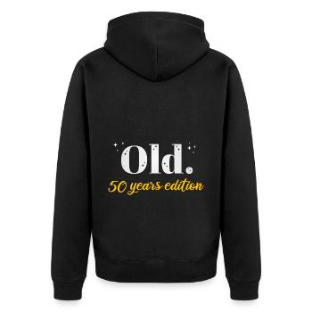 50 ans Ironique Cadeau du 50e anniversaire - Veste à capuche bio Premium Unisexe - noir - Dos - Nico (187cm)