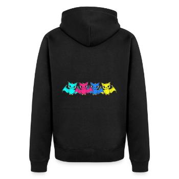 80s 90s Retro Bat Halloween Bats - Unisex Premium Organic Zip Hoodie - black - Back - Nico (187cm)