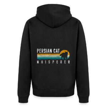 Katze Stubentiger Fell Frauchen - Unisex Premium Bio Zip Hoodie - Schwarz - Hinten - Nico (187cm)