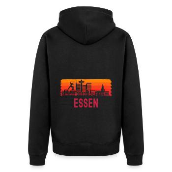 Essen Nordrhein Westfalen Stadt Skyline - Unisex Premium Bio Zip Hoodie - Schwarz - Hinten - Nico (187cm)
