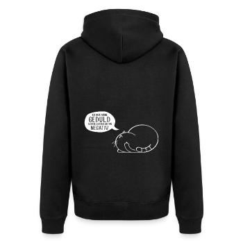 Ich habe meine Geduld testen lassen bin negativ - Unisex Premium Bio Zip Hoodie - Schwarz - Hinten - Nico (187cm)