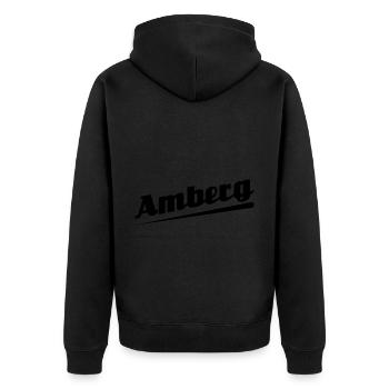 Amberg - Textdesign mit Stadtnamen - Unisex Premium Bio Zip Hoodie - Schwarz - Hinten - Nico (187cm)