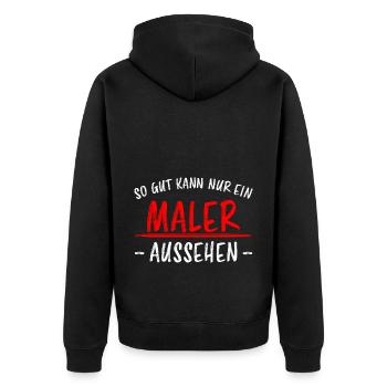 Maler Lustiger Spruch Meister Lackierer Geschenk - Unisex Premium Bio Zip Hoodie - Schwarz - Hinten - Nico (187cm)