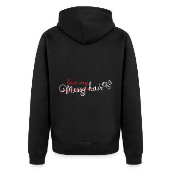 Liebe mein chaotisches Haar Friseur Stylist - Unisex Premium Bio Zip Hoodie - Schwarz - Hinten - Nico (187cm)