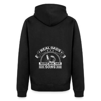 Vater & Sohn Eltern Papa Geschenkidee - Unisex Premium Bio Zip Hoodie - Schwarz - Hinten - Nico (187cm)