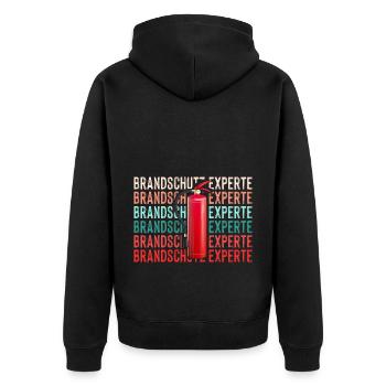 Brandschutz Experte Retro - Unisex Premium Bio Zip Hoodie - Schwarz - Hinten - Nico (187cm)