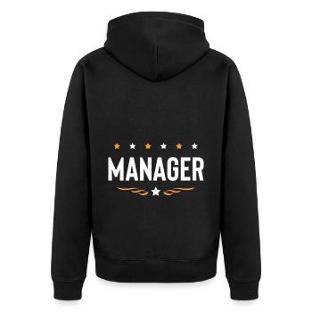 Manager Beruf - Unisex Premium Bio Zip Hoodie - Schwarz - Hinten - Nico (187cm)