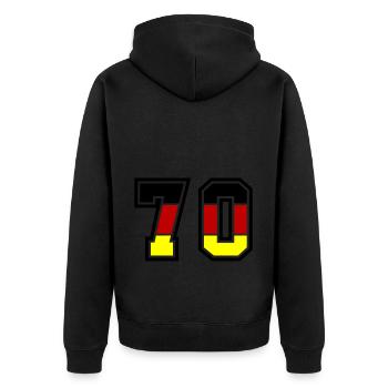 70 Zahl Symbol Germany - Unisex Premium Bio Zip Hoodie - Schwarz - Hinten - Nico (187cm)