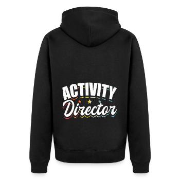 Activity Director Appreciation - Unisex Premium Bio Zip Hoodie - Schwarz - Hinten - Nico (187cm)
