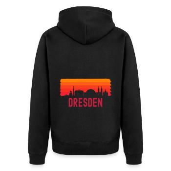 Dresden - Unisex Premium Bio Zip Hoodie - Schwarz - Hinten - Nico (187cm)