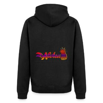 Aloha Pineapple Hawaii Tropical Beach Summer - Unisex Premium Organic Zip Hoodie - black - Back - Nico (187cm)