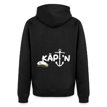 Käptn Kapitän Skipper Bootsführer Segelboot - Unisex Premium Bio Zip Hoodie - Schwarz - Hinten - Nico (187cm)