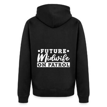 Hebamme Geburtshelfer - Unisex Premium Bio Zip Hoodie - Schwarz - Hinten - Nico (187cm)