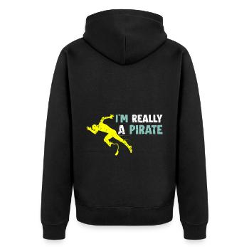 I'm A Pirate Funny Leg Amputee - Unisex Premium Organic Zip Hoodie - black - Back - Nico (187cm)