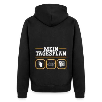 Lehrer mein Tagesplan - Unisex Premium Bio Zip Hoodie - Schwarz - Hinten - Nico (187cm)