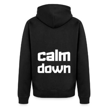Relaxation and relaxation. Just Calm Down - Unisex Premium Organic Zip Hoodie - black - Back - Nico (187cm)