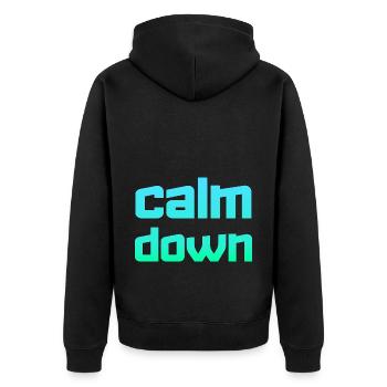 Relaxation and relaxation. Just Calm Down - Unisex Premium Organic Zip Hoodie - black - Back - Nico (187cm)