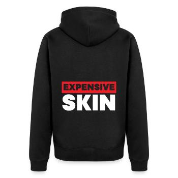 Teure Haut Tätowierer Tätowieren Tattoo - Unisex Premium Bio Zip Hoodie - Schwarz - Hinten - Nico (187cm)