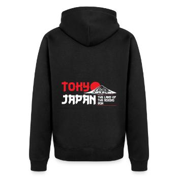 Japan World Tour Vintage Samurai - Unisex Premium Organic Zip Hoodie - black - Back - Nico (187cm)