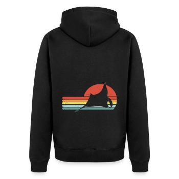 Mantarochen Retro Vintage Mantarochen Liebhaber - Unisex Premium Bio Zip Hoodie - Schwarz - Hinten - Nico (187cm)