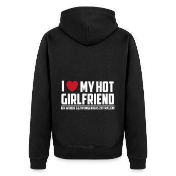 I love my hot girlfriend - Unisex Premium Bio Zip Hoodie - Schwarz - Hinten - Nico (187cm)