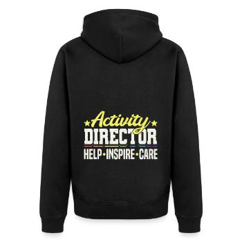 Awesome Activity Director - Unisex Premium Bio Zip Hoodie - Schwarz - Hinten - Nico (187cm)