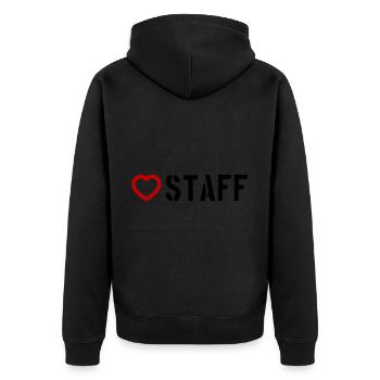 Staff Heart - Unisex Premium Organic Zip Hoodie - black - Back - Nico (187cm)
