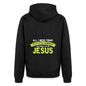 Jesus and Sandwich God Christ Christian - Unisex Premium Organic Zip Hoodie - black - Back - Nico (187cm)