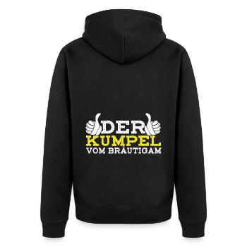 Der Kumpel vom Bräutigam JGA Shirt Junggesellenabs - Unisex Premium Bio Zip Hoodie - Schwarz - Hinten - Nico (187cm)