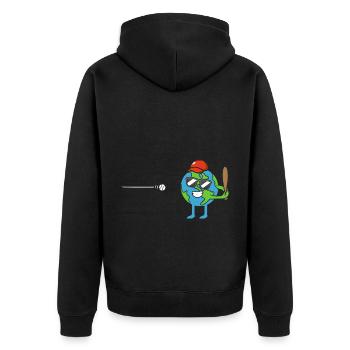 Erde spielt Baseball Earth Day Umwelt Tag Der Erde - Unisex Premium Bio Zip Hoodie - Schwarz - Hinten - Nico (187cm)