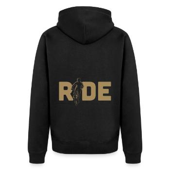Reiten MTB Mountainbike MTB Downhill - Unisex Premium Bio Zip Hoodie - Schwarz - Hinten - Nico (187cm)