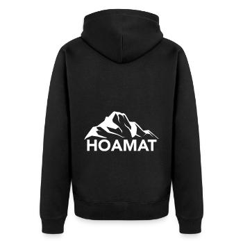 Hoamat - (6) - Unisex Premium Bio Zip Hoodie - Schwarz - Hinten - Nico (187cm)