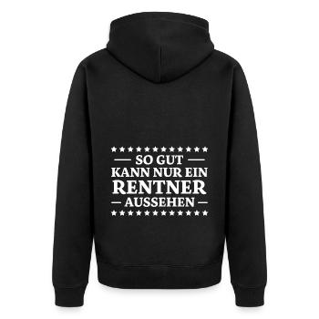 Rentner Spruch Rente Ruhestand Rentner Geschenk - Unisex Premium Bio Zip Hoodie - Schwarz - Hinten - Nico (187cm)