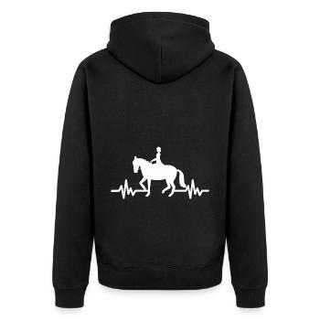 Herzschlag Pferd - Hengst Stute Ross Reitsport - Unisex Premium Bio Zip Hoodie - Schwarz - Hinten - Nico (187cm)