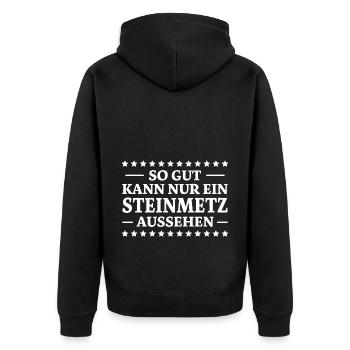 Steinmetz Spruch Beruf Lustiges Steinmetz Geschenk - Unisex Premium Bio Zip Hoodie - Schwarz - Hinten - Nico (187cm)